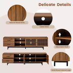GDFStudio 78 Modern Wood TV Stand with 2 Slatted Door, 2 Deep Drawers and Cable Management