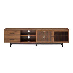 GDFStudio 78 Modern Wood TV Stand with 2 Slatted Door, 2 Deep Drawers and Cable Management