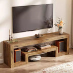 Meuble TV de ferme Lantine de 160 cm, convient aux téléviseurs de 55/60/65/75 pouces, avec étagères de rangement ouvertes, console en bois pour le salon et la chambre.
