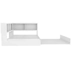 Luxystar Full Size Metal Daybed with Trundle, 5 Storage Cabinets, White
