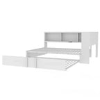 Luxystar Full Size Metal Daybed with Trundle, 5 Storage Cabinets, White