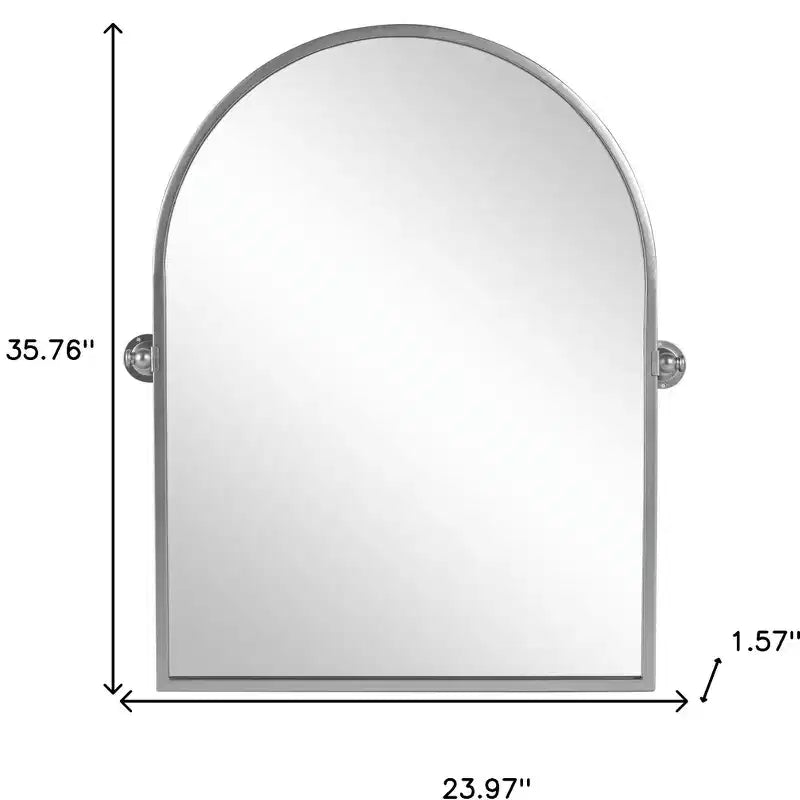 Miroir d'appoint HomeRoots 36" avec cadre inclinable en métal argenté et arches