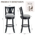 Tabourets de bar pivotants Ora Maison avec dossier ergonomique, cadre en bois massif et repose-pieds pour cuisine, bar, restaurant et café