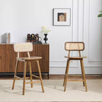 Christopher Knight Home Sacha Tabourets de bar contemporains en bois d'hévéa tressé de rotin (lot de 2)