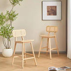 Christopher Knight Home Sacha Tabourets de bar contemporains en bois d'hévéa tressé de rotin (lot de 2)