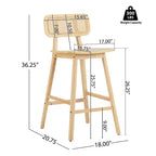 Christopher Knight Home Sacha Tabourets de bar contemporains en bois d'hévéa tressé de rotin (lot de 2)