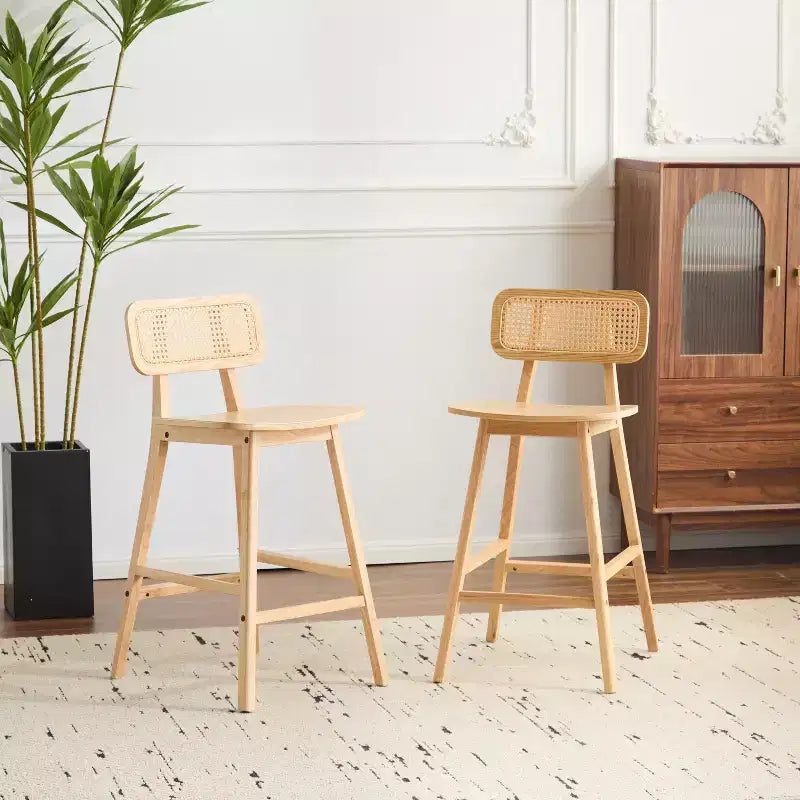 Christopher Knight Home Sacha Contemporary Rattan Weave Rubberwood Barstools (Set of 2)
