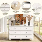 Commode à 6 tiroirs Besiost 43, meuble de rangement en bois avec façade festonnée