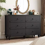 Commode à 6 tiroirs Besiost 43, meuble de rangement en bois avec façade festonnée