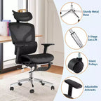 Ergonomic Office Chair, Comfortable Desk Chair with High Back Support and 3D Adjustable Armrests, Swivel Task Chair for Work, Study, Gaming