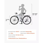 VEVOR Hybrid Bike, Lightweight Aluminum Frame Bike, 700c Wheel Men and Women Hybrid Bicycle, Step-Through Adult Urban City Commuter Bikes, White