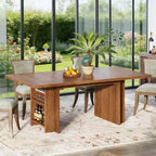 Table à Manger de Ferme Table de Cuisine en Bois avec Étagères pour 6 à 8 Personnes