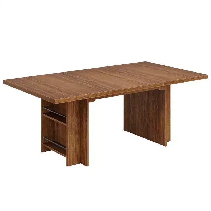 Table à Manger de Ferme Table de Cuisine en Bois avec Étagères pour 6 à 8 Personnes