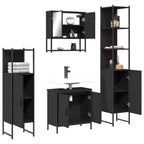 vidaXL Ensemble de meubles de salle de bain avec étagère 4 pcs Bois d'ingénierie Moderne Intérieur