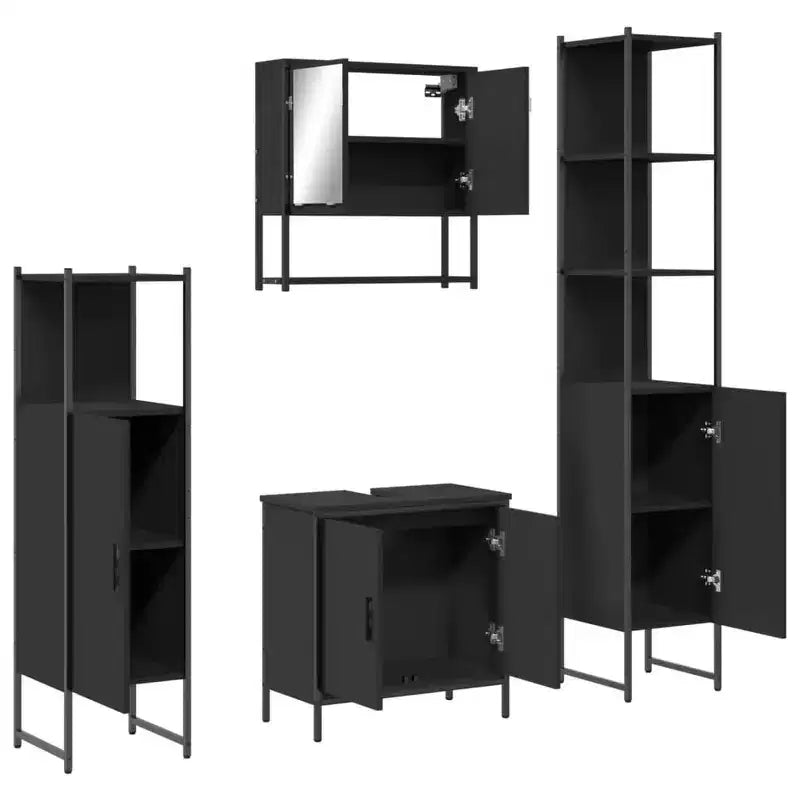 vidaXL Ensemble de meubles de salle de bain avec étagère 4 pcs Bois d'ingénierie Moderne Intérieur