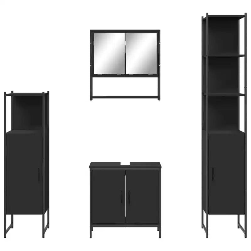 vidaXL Ensemble de meubles de salle de bain avec étagère 4 pcs Bois d'ingénierie Moderne Intérieur