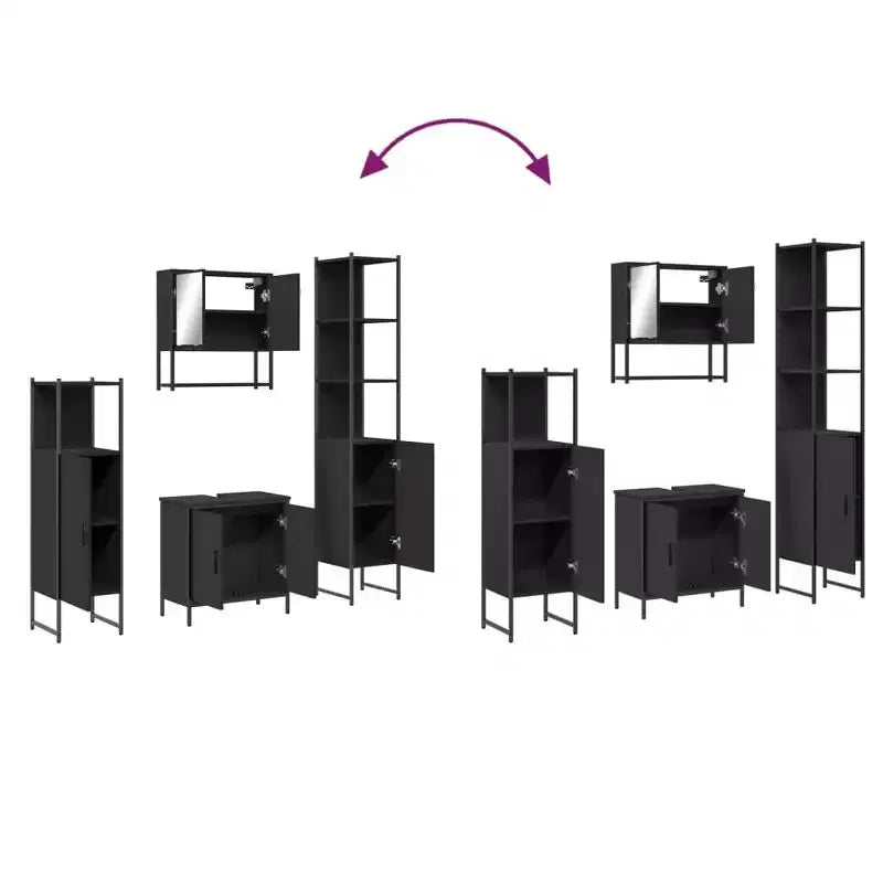 vidaXL Ensemble de meubles de salle de bain avec étagère 4 pcs Bois d'ingénierie Moderne Intérieur