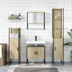 vidaXL Ensemble de meubles de salle de bain avec étagère 4 pcs Bois d'ingénierie Moderne Intérieur