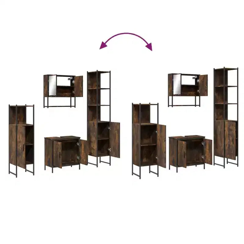 vidaXL Ensemble de meubles de salle de bain avec étagère 4 pcs Bois d'ingénierie Moderne Intérieur