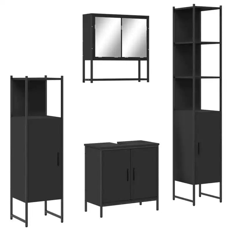 vidaXL Ensemble de meubles de salle de bain avec étagère 4 pcs Bois d'ingénierie Moderne Intérieur