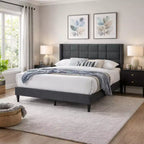 GDFStudio Lucas Modern Velvet Upholstered Platform Bed with Headboard