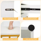 Costway Modern Vanity Desk Set with Charging Station,Hair Dryer Holder & 3-Color LED Mirror