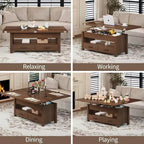 Coffee Table, 4 in 1 Convertible Lift Top Coffee Table with Storage for Living Room - 40 Storage Coffee Tables with 2 Drawers
