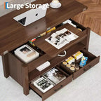 Coffee Table, 4 in 1 Convertible Lift Top Coffee Table with Storage for Living Room - 40 Storage Coffee Tables with 2 Drawers