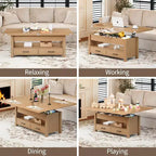 Coffee Table, 4 in 1 Convertible Lift Top Coffee Table with Storage for Living Room - 40 Storage Coffee Tables with 2 Drawers