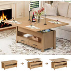 Coffee Table, 4 in 1 Convertible Lift Top Coffee Table with Storage for Living Room - 40 Storage Coffee Tables with 2 Drawers