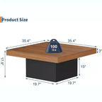 Square Coffee Table, 16-Color LED Living Room Tables, Modern Coffee Tables, Cocktail Table for Home Office, Apartment, Reading Room, Easy Assembly