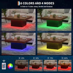 Square Coffee Table, 16-Color LED Living Room Tables, Modern Coffee Tables, Cocktail Table for Home Office, Apartment, Reading Room, Easy Assembly