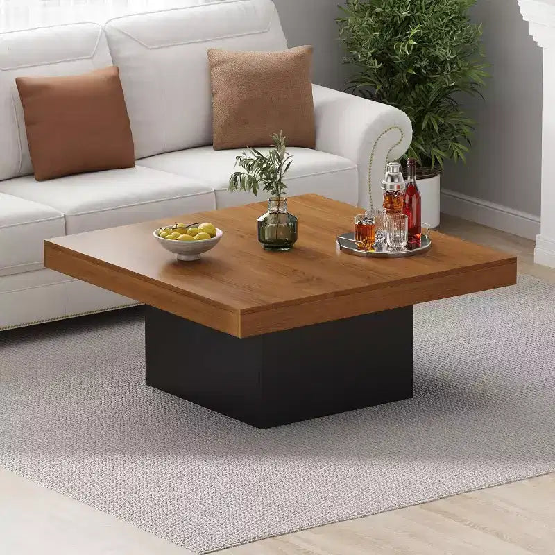 Square Coffee Table, 16-Color LED Living Room Tables, Modern Coffee Tables, Cocktail Table for Home Office, Apartment, Reading Room, Easy Assembly