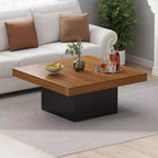 Square Coffee Table, 16-Color LED Living Room Tables, Modern Coffee Tables, Cocktail Table for Home Office, Apartment, Reading Room, Easy Assembly