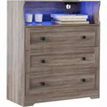 31.5 Wide 3-Drawer Dresser, with Open Storage Shelf for Living Room, Antique Light