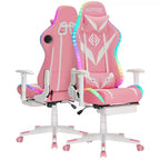Fauteuil de jeu inclinable de massage Hoffree Chaise de bureau ergonomique pour PC avec haut-parleur Bluetooth et lumière RVB