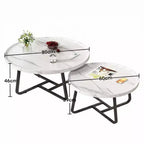Ensemble de 2 tables basses gigognes rondes, table à thé pour petits espaces, table basse ronde en bois avec pieds cannelés, tables basses modernes du milieu du siècle