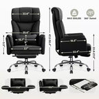 KERDOM High Back Executive Office Chair, Big and Tall PU Leather Desk Chair With Adjustable Height, Padded Armrests And Footrest