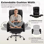KERDOM High Back Executive Office Chair, Big and Tall PU Leather Desk Chair With Adjustable Height, Padded Armrests And Footrest
