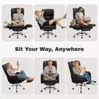 KERDOM High Back Executive Office Chair, Big and Tall PU Leather Desk Chair With Adjustable Height, Padded Armrests And Footrest
