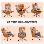 KERDOM High Back Executive Office Chair, Big and Tall PU Leather Desk Chair With Adjustable Height, Padded Armrests And Footrest