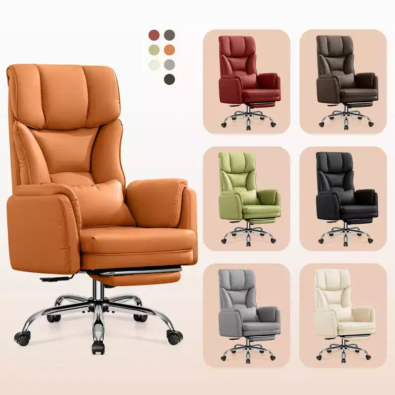 KERDOM High Back Executive Office Chair, Big and Tall PU Leather Desk Chair With Adjustable Height, Padded Armrests And Footrest