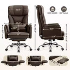 KERDOM High Back Executive Office Chair, Big and Tall PU Leather Desk Chair With Adjustable Height, Padded Armrests And Footrest