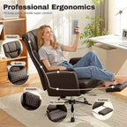 KERDOM High Back Executive Office Chair, Big and Tall PU Leather Desk Chair With Adjustable Height, Padded Armrests And Footrest