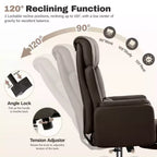 KERDOM High Back Executive Office Chair, Big and Tall PU Leather Desk Chair With Adjustable Height, Padded Armrests And Footrest