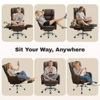 KERDOM High Back Executive Office Chair, Big and Tall PU Leather Desk Chair With Adjustable Height, Padded Armrests And Footrest
