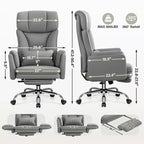 KERDOM High Back Executive Office Chair, Big and Tall PU Leather Desk Chair With Adjustable Height, Padded Armrests And Footrest