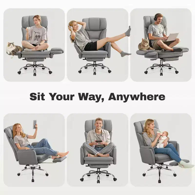 KERDOM High Back Executive Office Chair, Big and Tall PU Leather Desk Chair With Adjustable Height, Padded Armrests And Footrest