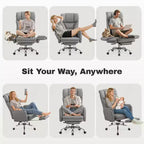KERDOM High Back Executive Office Chair, Big and Tall PU Leather Desk Chair With Adjustable Height, Padded Armrests And Footrest