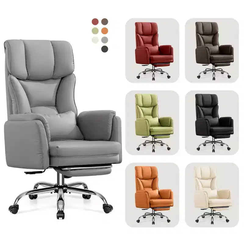 KERDOM High Back Executive Office Chair, Big and Tall PU Leather Desk Chair With Adjustable Height, Padded Armrests And Footrest